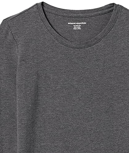Amazon Essentials Women's Regular-Fit Long-Sleeve Crewneck T-Shirt (Available in Plus Size), Charcoal Heather, Large
