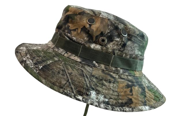 Bell Rangers Realtree APX Camo Boonie Hat – Men's Camo Bucket Hat | Rain Hat for Men & Women Waterproof | Foldable Wide Brim Fishing Hiking Garden Beach Hat | Adjustable Chin Strap Hunting Hat