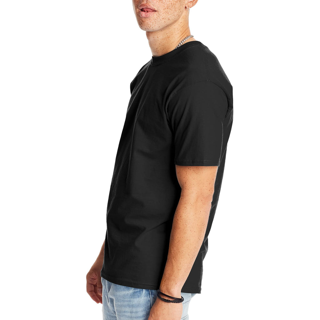Hanes Beefy-T Crew Neck Short Sleeve T-Shirt Black LG