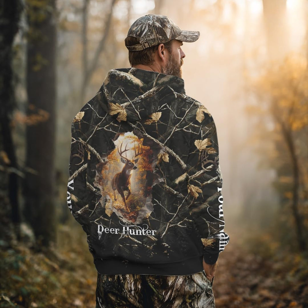 Personalized Whitetail Deer Hunting Camo 3D Print Custom Name Shirts, Hunting Gifts