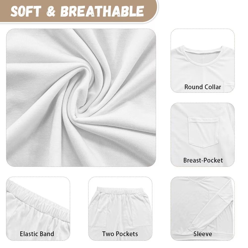 TOADDITDO Pajama Sets for Women White Camo Hunting Forest Leaf 2 Piece Loose Loungewear Long Sleeve Pjs Top Teen Girls Ladies Sleepwear Winter Pjs Sets