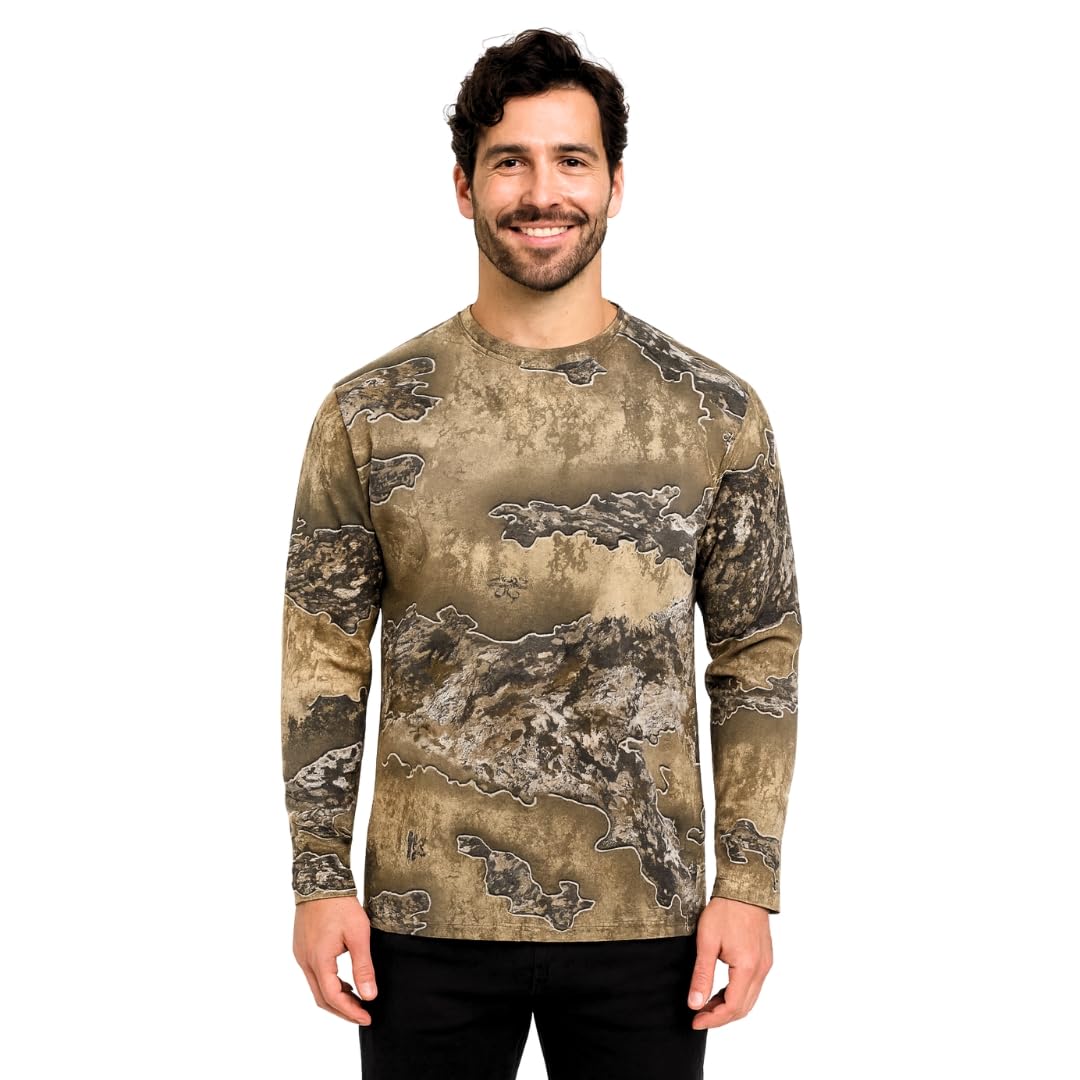Authentic Realtree Excape Camouflage Long Sleeve Tee - Scent Control Technology | UPF 30 Protection | Unisex Adult | Crewneck Cotton Blend Shirt