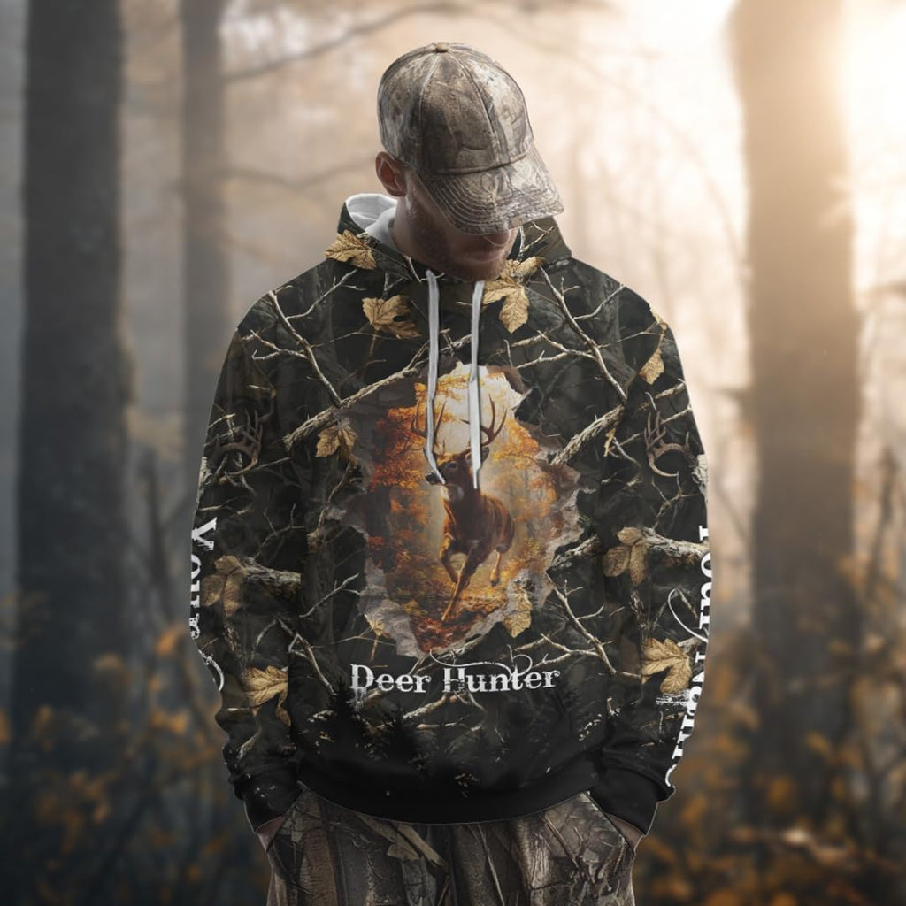 Personalized Whitetail Deer Hunting Camo 3D Print Custom Name Shirts, Hunting Gifts
