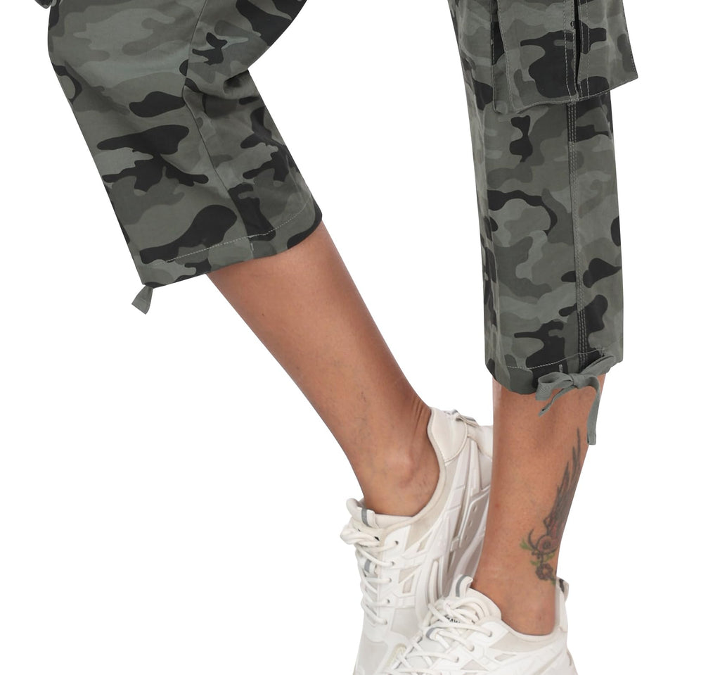 MoFiz Hiking Cargo Shorts for Women Outdoor Quick Dry Athletic Shorts for Boating Camping with Pockets Camo Green M