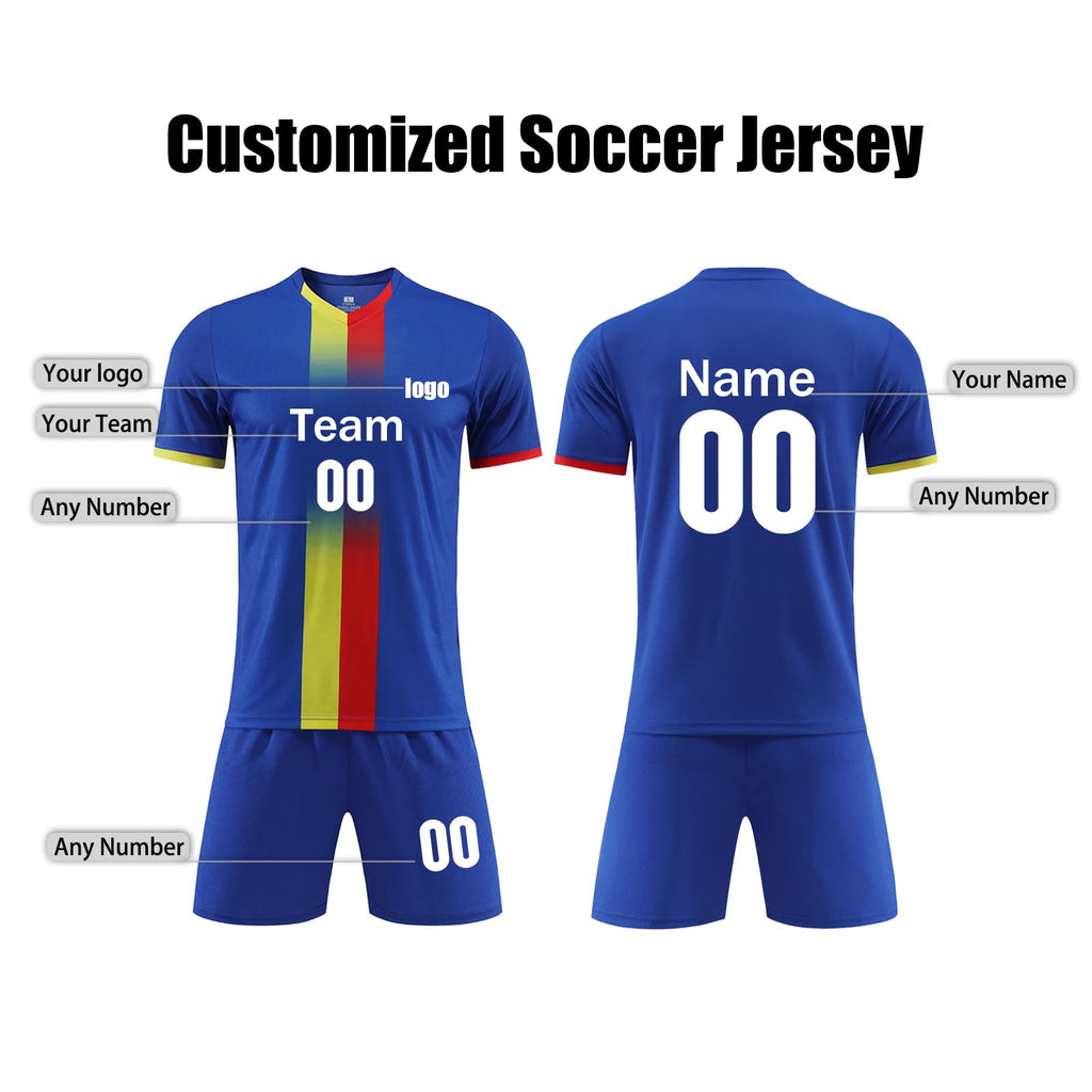 OPUTWDF Custom Soccer Uniform Men Youth Personalized Athletic Soccer T-Shirts and Shorts with Team Name Number Logo