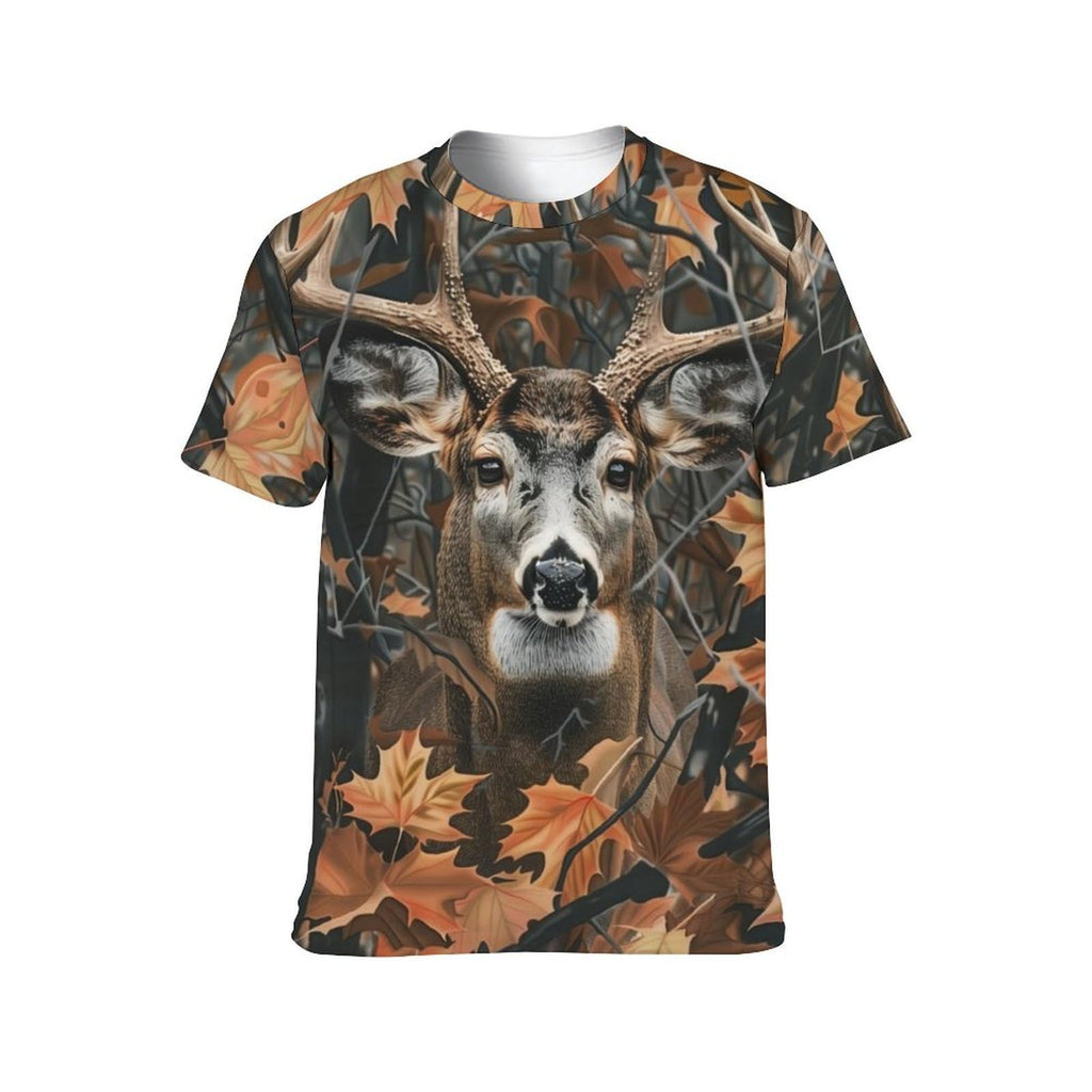 Xissazri Camo Deer Camouflage Hunting Tshirt Mens Elk Print Outdoor Casual Short Sleeve T-Shirts-C1-L