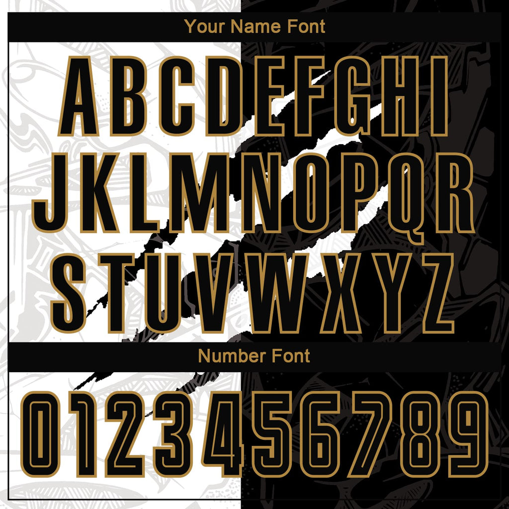 Custom Graffiti Soccer Jerseys Personalized Black Old Gold Soccer Shirts and Shorts Customize Long Sleeve Soccer Uniform Set with Team Name Number Logo for Men Women Youth Kids Boys Girls Sports Fans