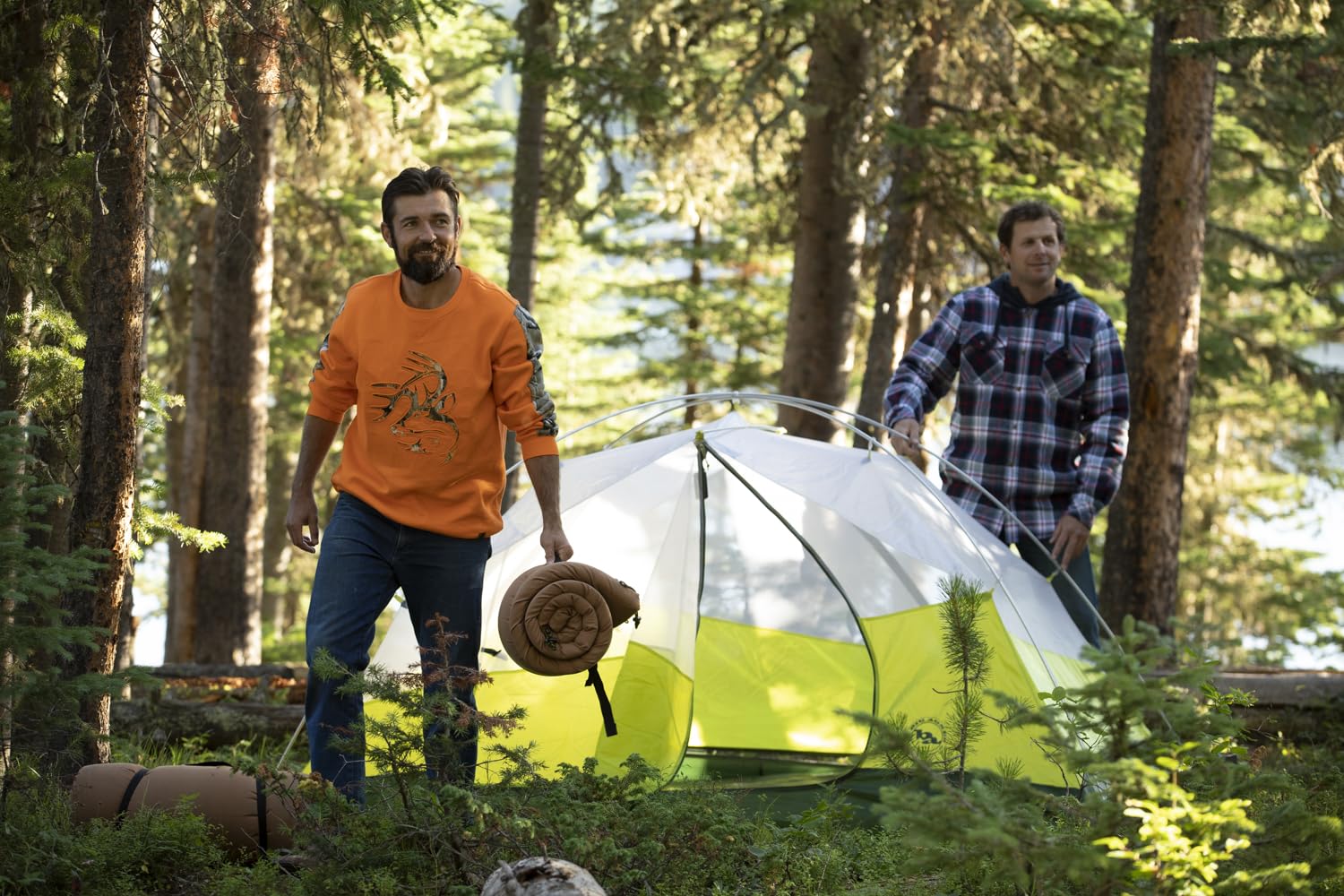 Legendary Whitetails Mens Camo Hoodie Pullover Sweatshirt Midweight V-Neck Design, Inferno, LRG