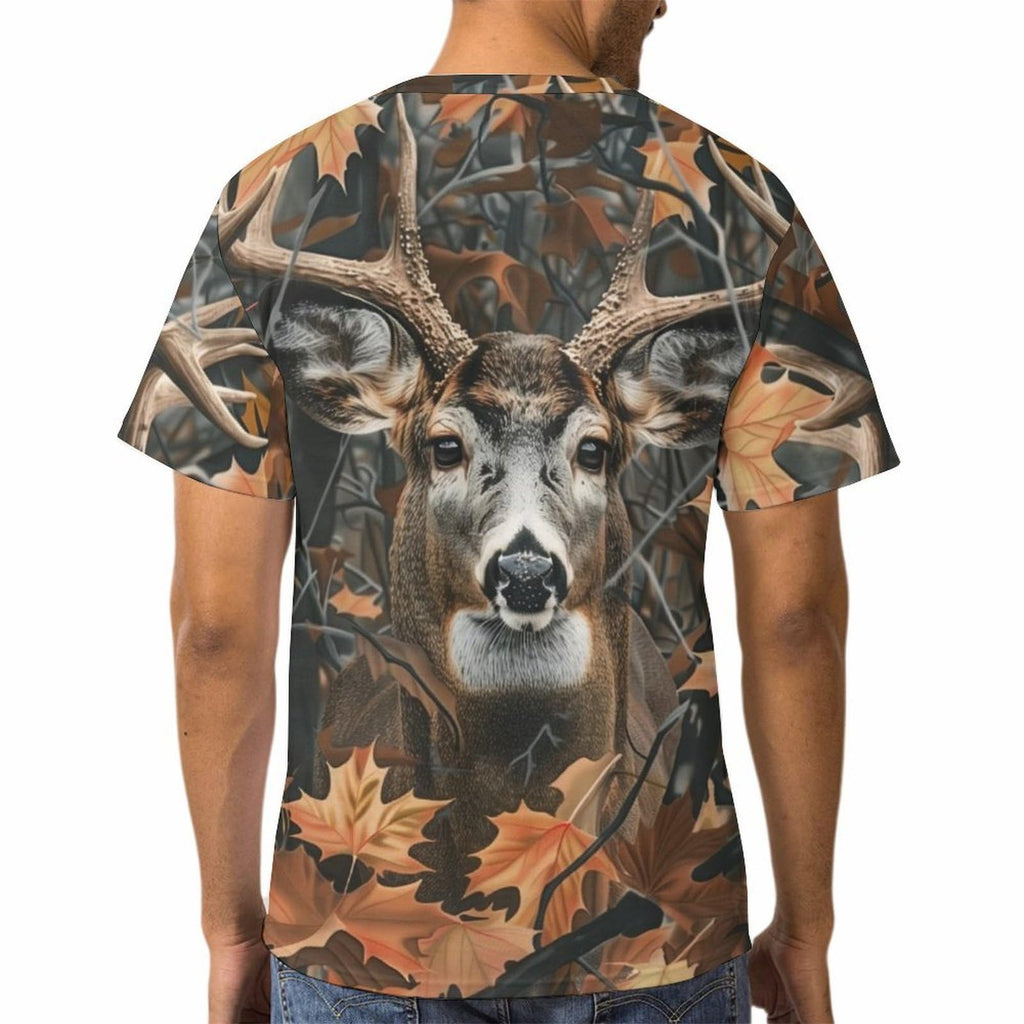 Xissazri Camo Deer Camouflage Hunting Tshirt Mens Elk Print Outdoor Casual Short Sleeve T-Shirts-C1-L