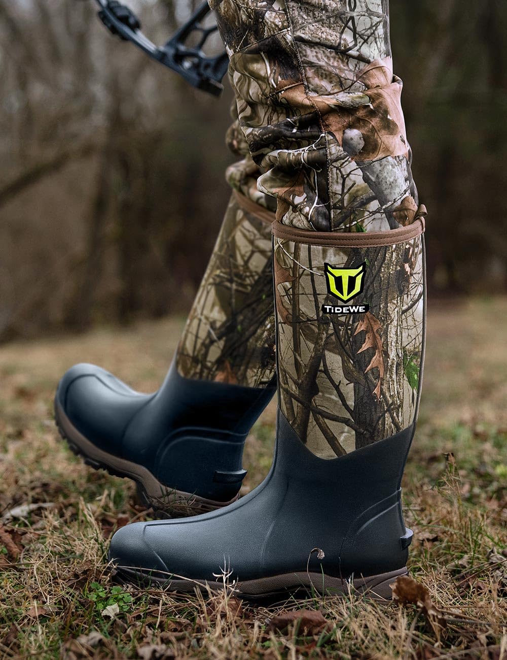 TIDEWE Hunting Boot for Men, 400g Insulated Waterproof Sturdy 16" Men's Hunting Boot, 6mm Neoprene and Rubber Outdoor Boot Next Camo G2 US Size 12