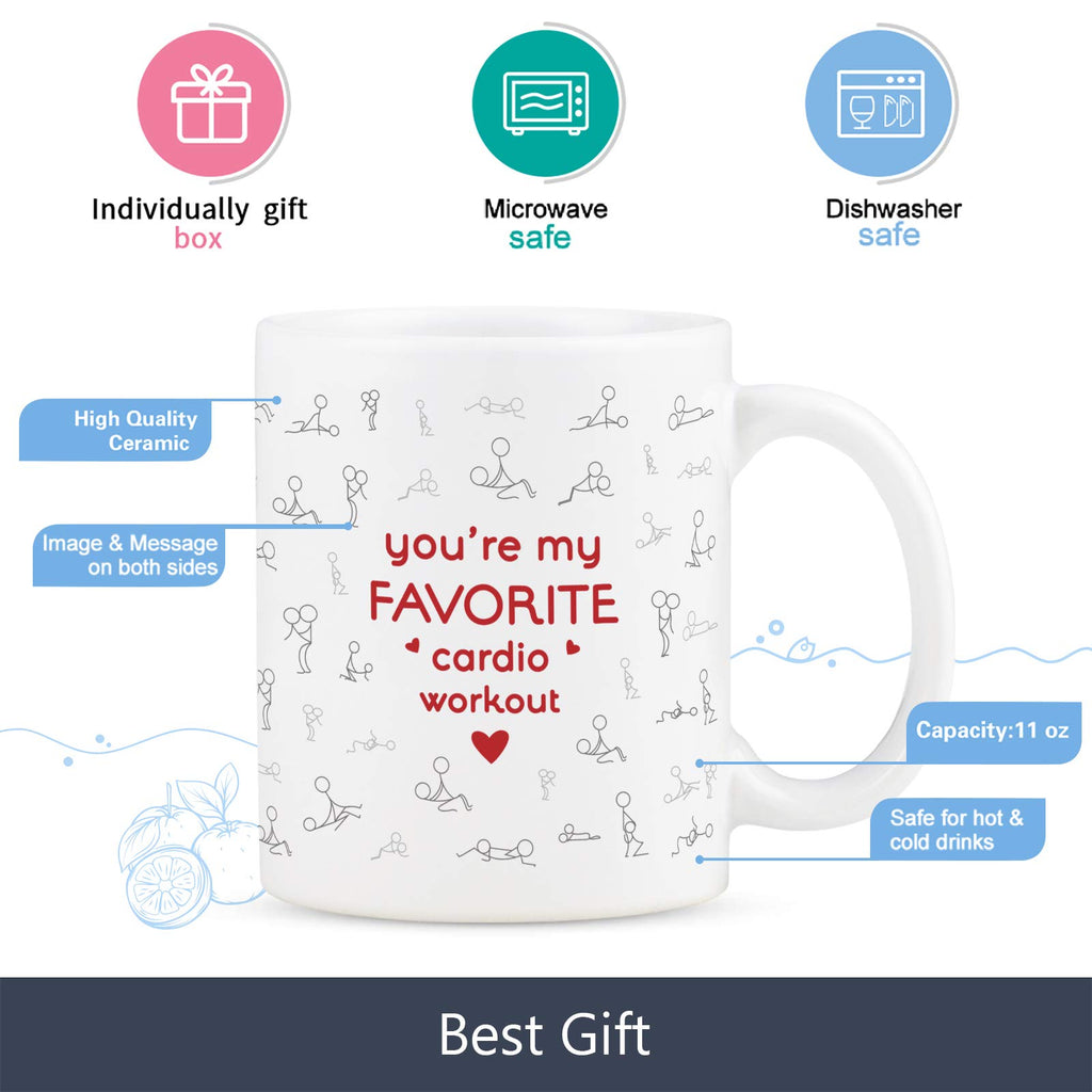 Cabtnca You're My Favorite Cardio Workout Mug, Sexy Christmas Gifts for Men Women, Sexy Valentines Gift for Him Her, Funny Coffee Mugs for Girlfriend Boyfriend Wife Husband Adult, 11 Oz