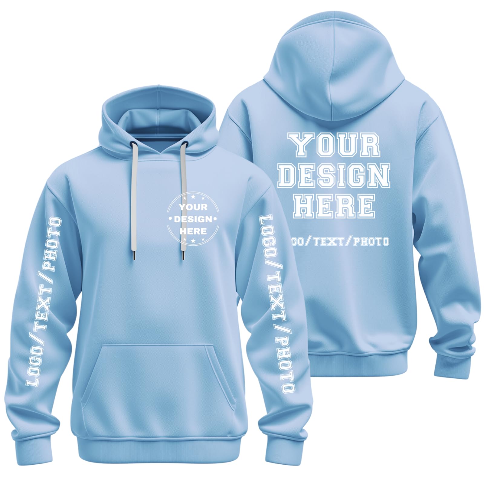 Custom hoodie Design Your Own Customized Sweatshirt with Text & Pictures Customized Hoodie For Men and Women Personalized Sweatshirt/S Skyblue