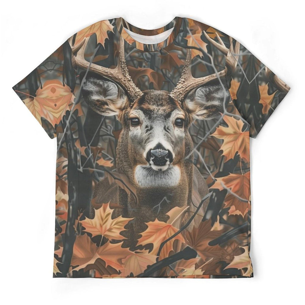 Xissazri Camo Deer Camouflage Hunting Tshirt Mens Elk Print Outdoor Casual Short Sleeve T-Shirts-C1-L