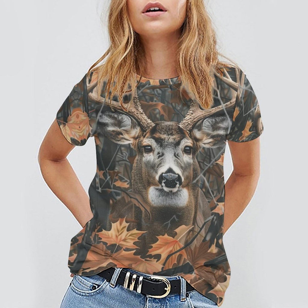 Xissazri Camo Deer Camouflage Hunting Tshirt Mens Elk Print Outdoor Casual Short Sleeve T-Shirts-C1-L