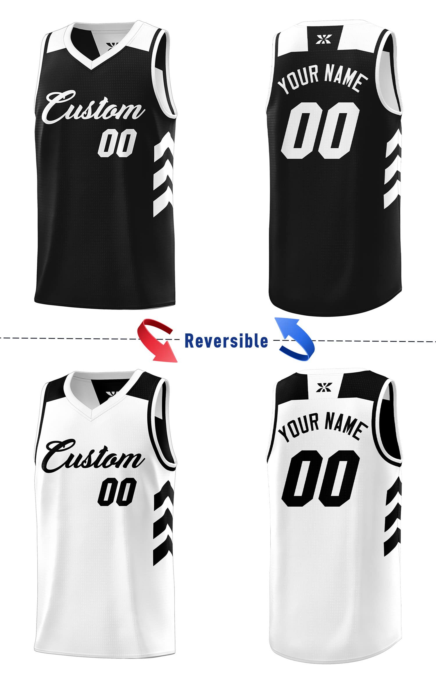 Custom Reversible Basketball Jersey Sports Shirts Personanlized Printed Name Number Logo for Men/Youth