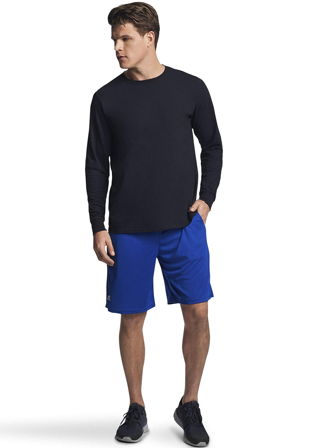 Russell Athletic Mens Cotton Performance Long Sleeve T-Shirts T Shirt, Black, Large US