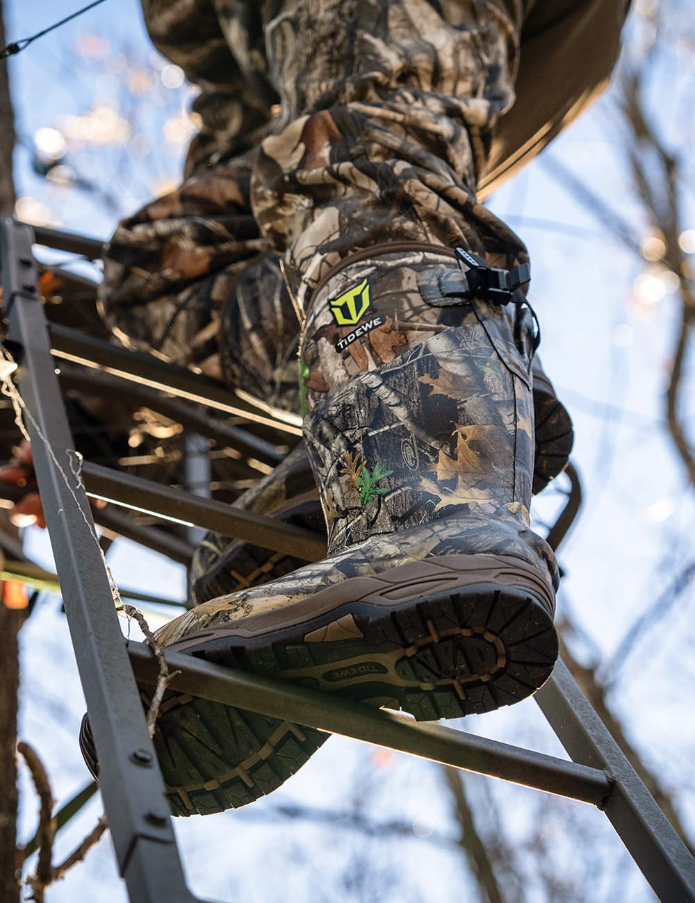 TIDEWE Rubber Hunting Boots, Waterproof Insulated Next Camo G2 Warm Rubber Boots with 7mm Neoprene, Sturdy Outdoor Hunting Boots for Men (Size 9)