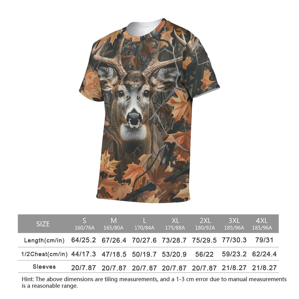Xissazri Camo Deer Camouflage Hunting Tshirt Mens Elk Print Outdoor Casual Short Sleeve T-Shirts-C1-L