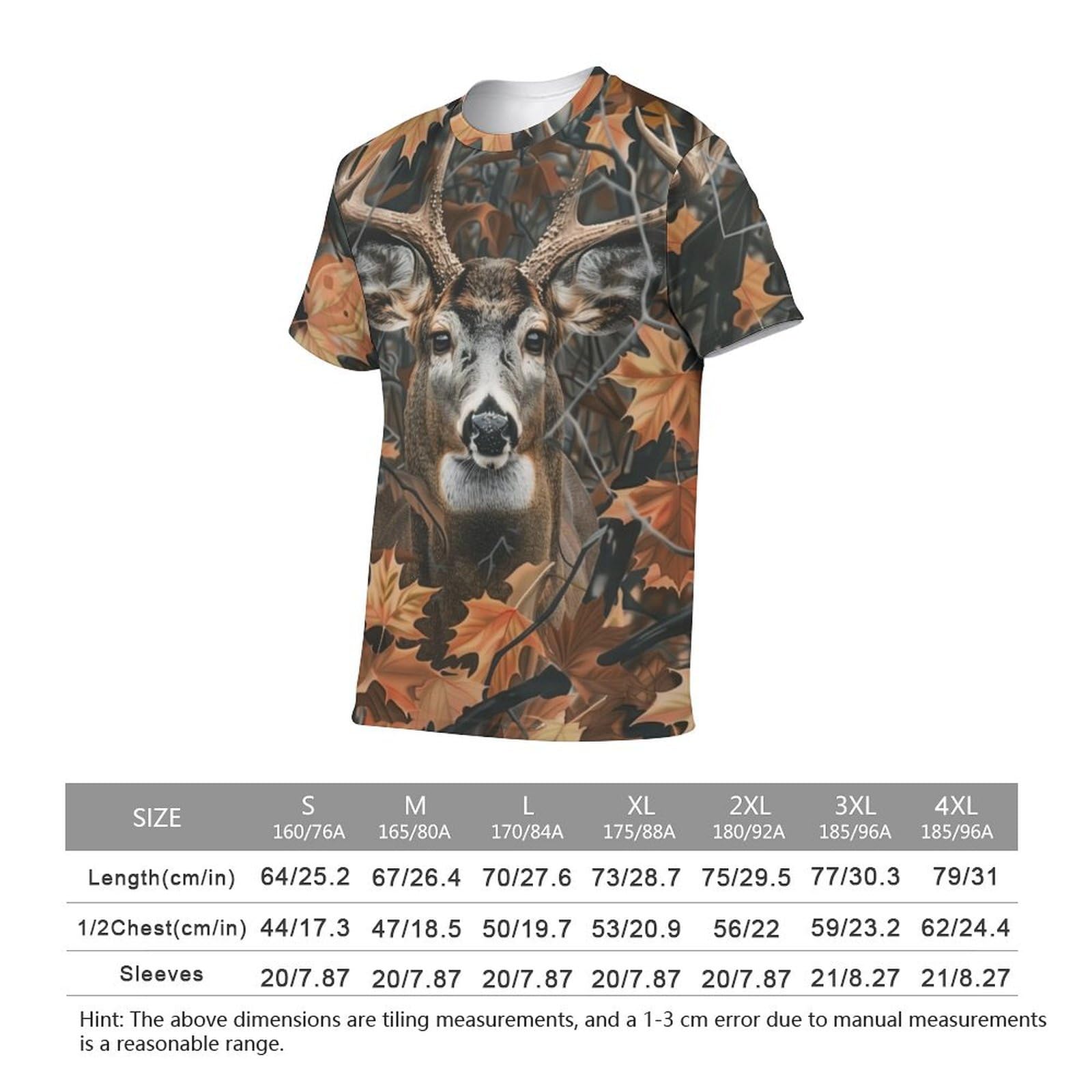 Xissazri Camo Deer Camouflage Hunting Tshirt Mens Elk Print Outdoor Casual Short Sleeve T-Shirts-C1-L