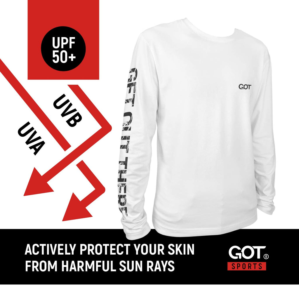 GOT Sports UPF 50+ Fishing T Shirts for Men Women Long Sleeve - UV Sun Protection, Lightweight (American Flag X-Large)