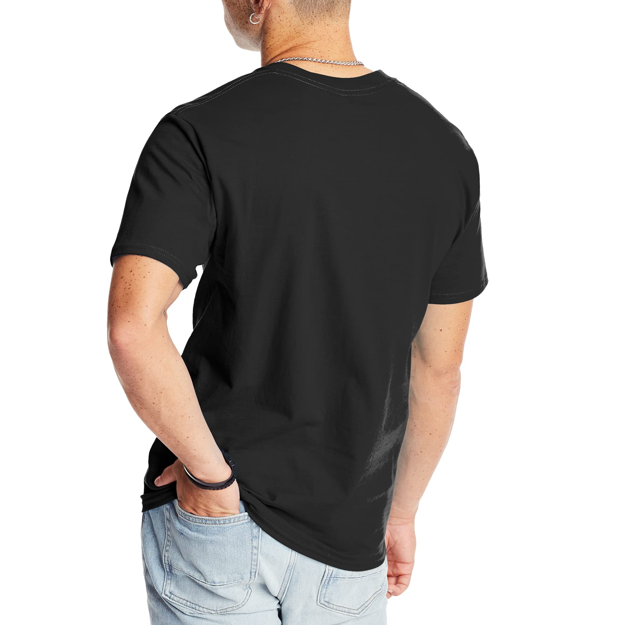 Hanes Beefy-T Crew Neck Short Sleeve T-Shirt Black LG