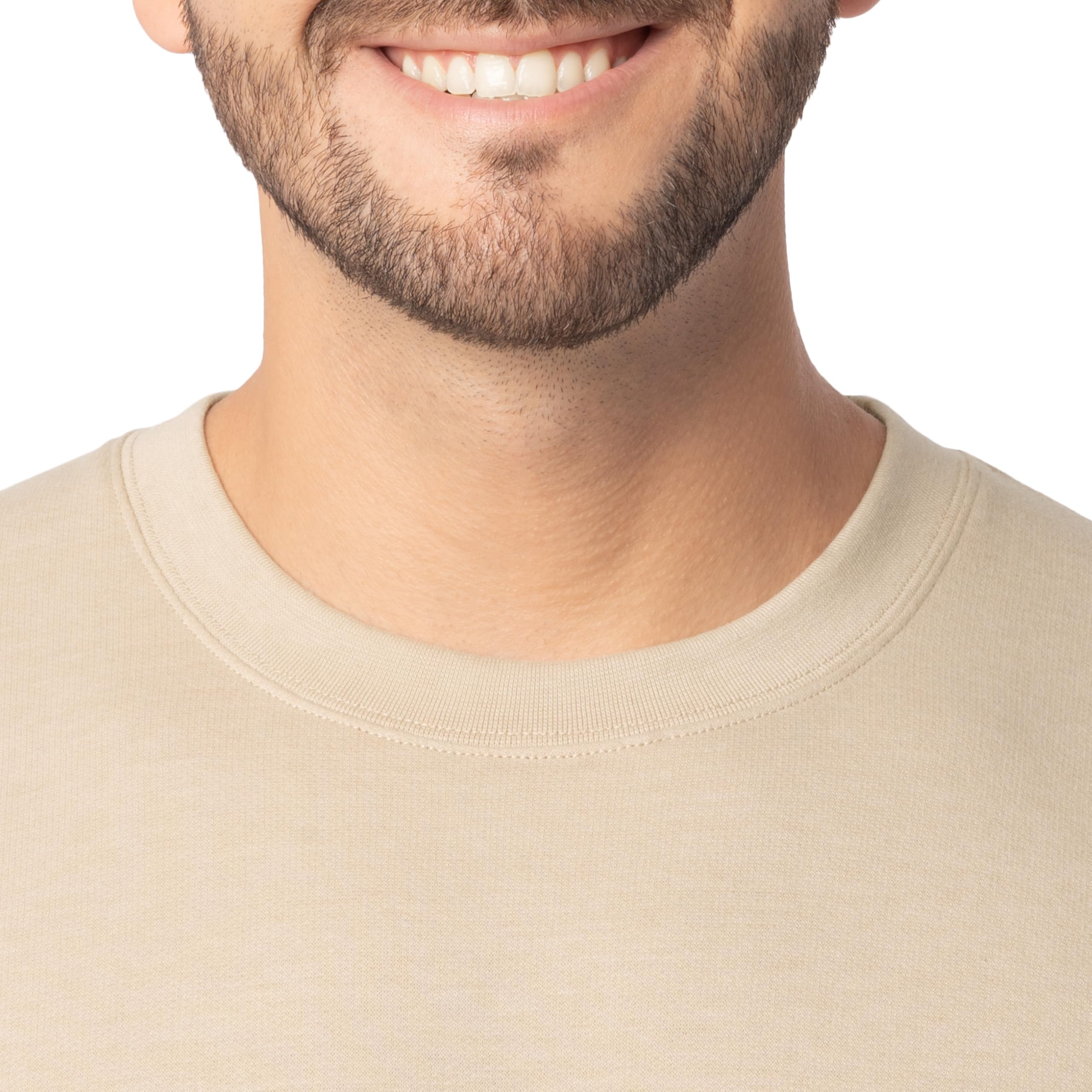 Fruit of the Loom Men's Eversoft Fleece, Crewneck & Quarter Zip, Moisture Wicking & Breathable, Sizes S-4X, Sweatshirt-Khaki Heather, Large