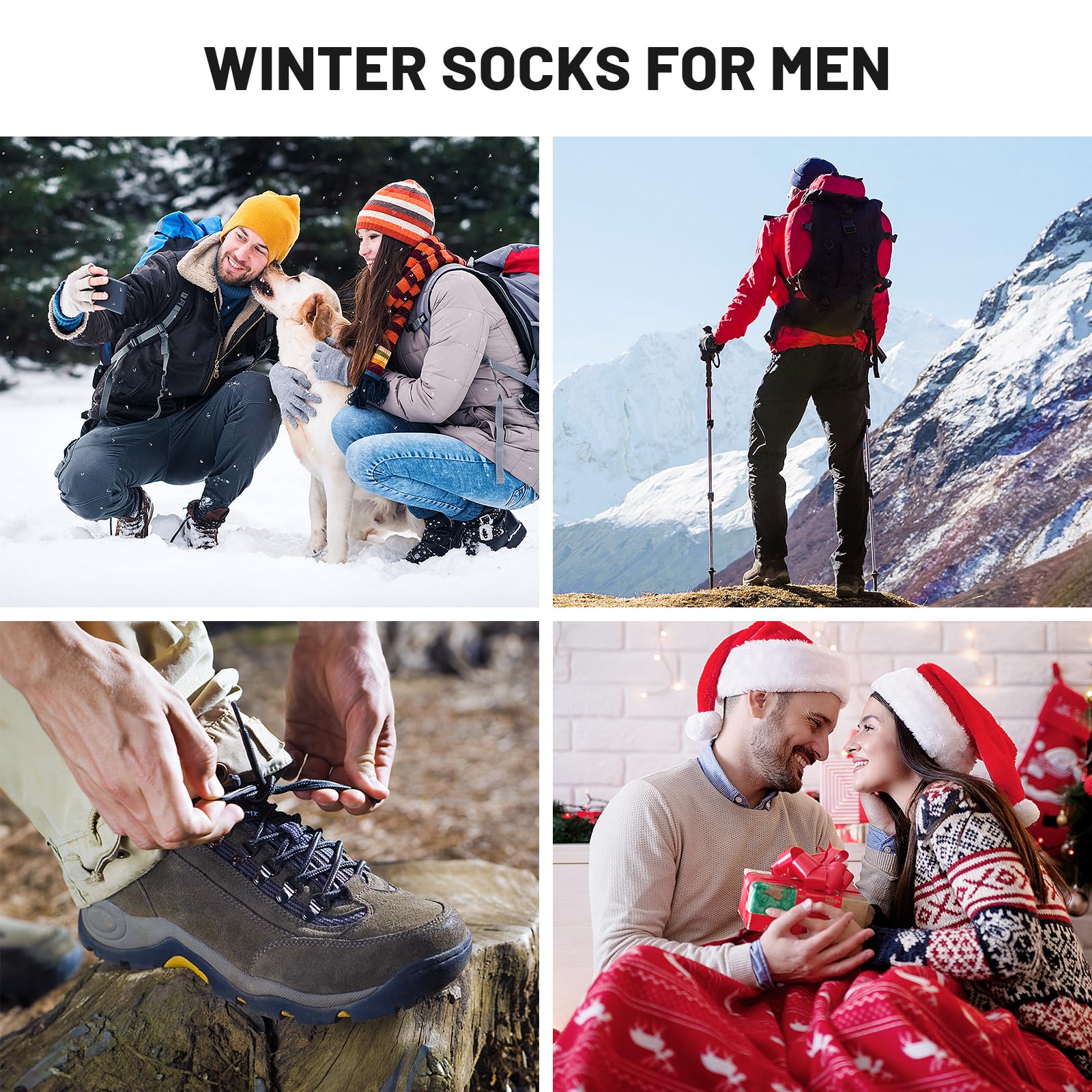SIMIYA 5 Pairs Merino Wool Socks for Men, Super Thick Hiking Thermal Socks for Cold Weather