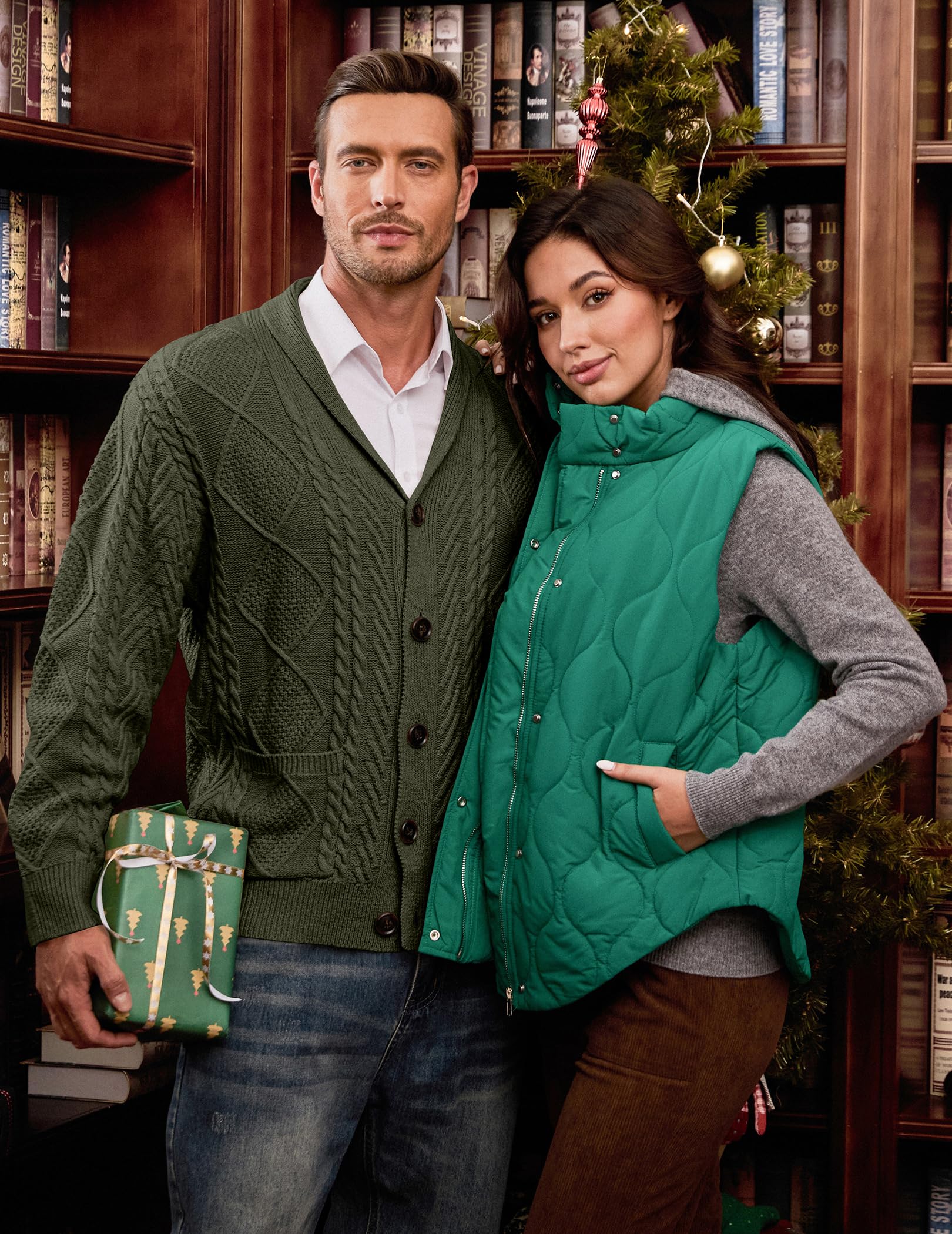 JMIERR Cardigan Sweaters for Men Fall Fashion 2025 Casual Long Sleeve Shawl Collar Button-Down Wool Blend Cable Knit Essentials Fisherman Christmas Sweater with Pockets,L,Green