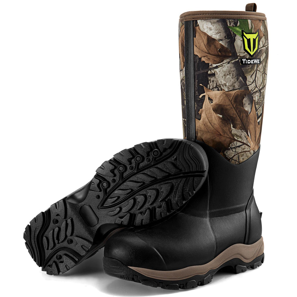 TIDEWE Hunting Boot for Men, 400g Insulated Waterproof Sturdy 16" Men's Hunting Boot, 6mm Neoprene and Rubber Outdoor Boot Next Camo G2 US Size 12