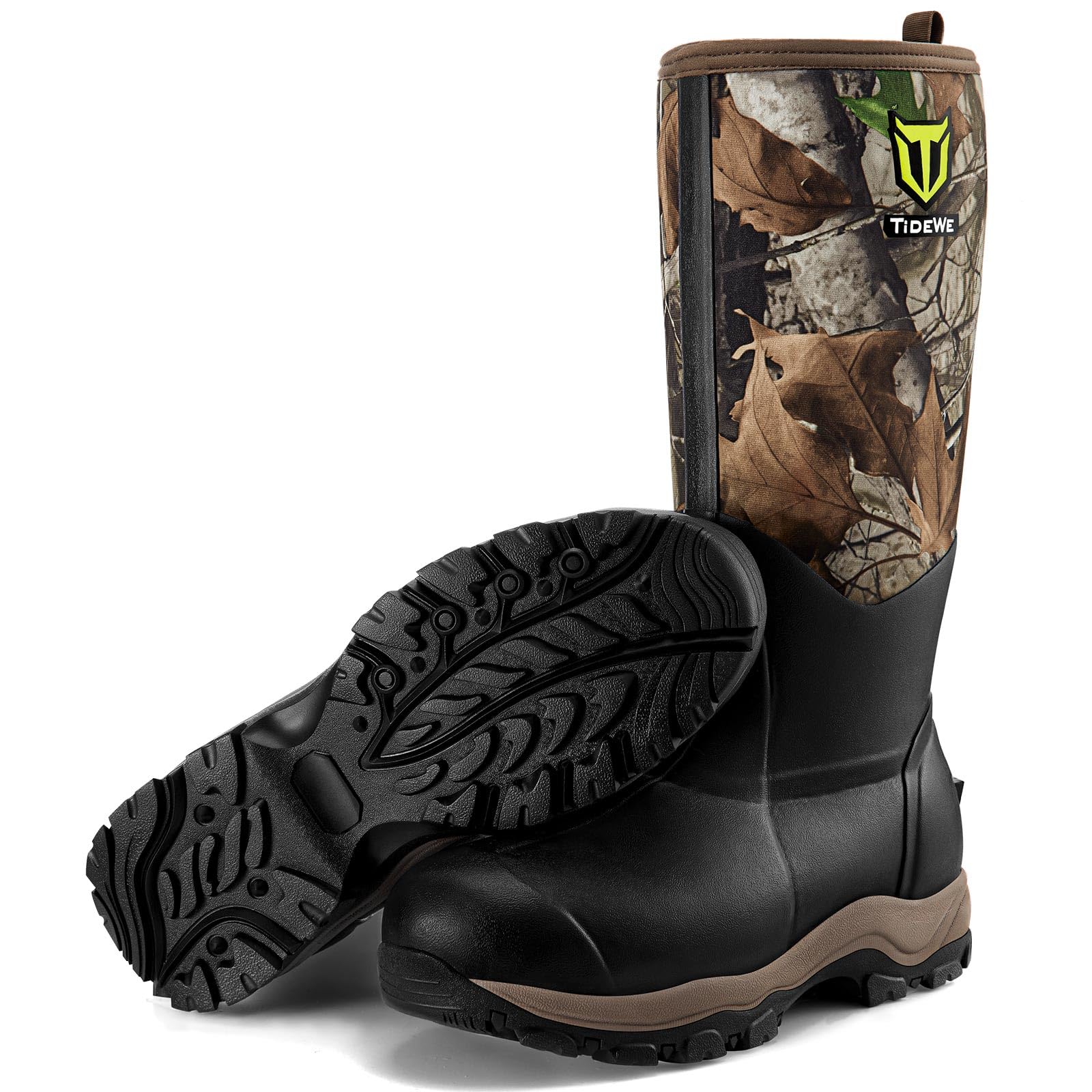 TIDEWE Hunting Boot for Men, 400g Insulated Waterproof Sturdy 16" Men's Hunting Boot, 6mm Neoprene and Rubber Outdoor Boot Next Camo G2 US Size 12