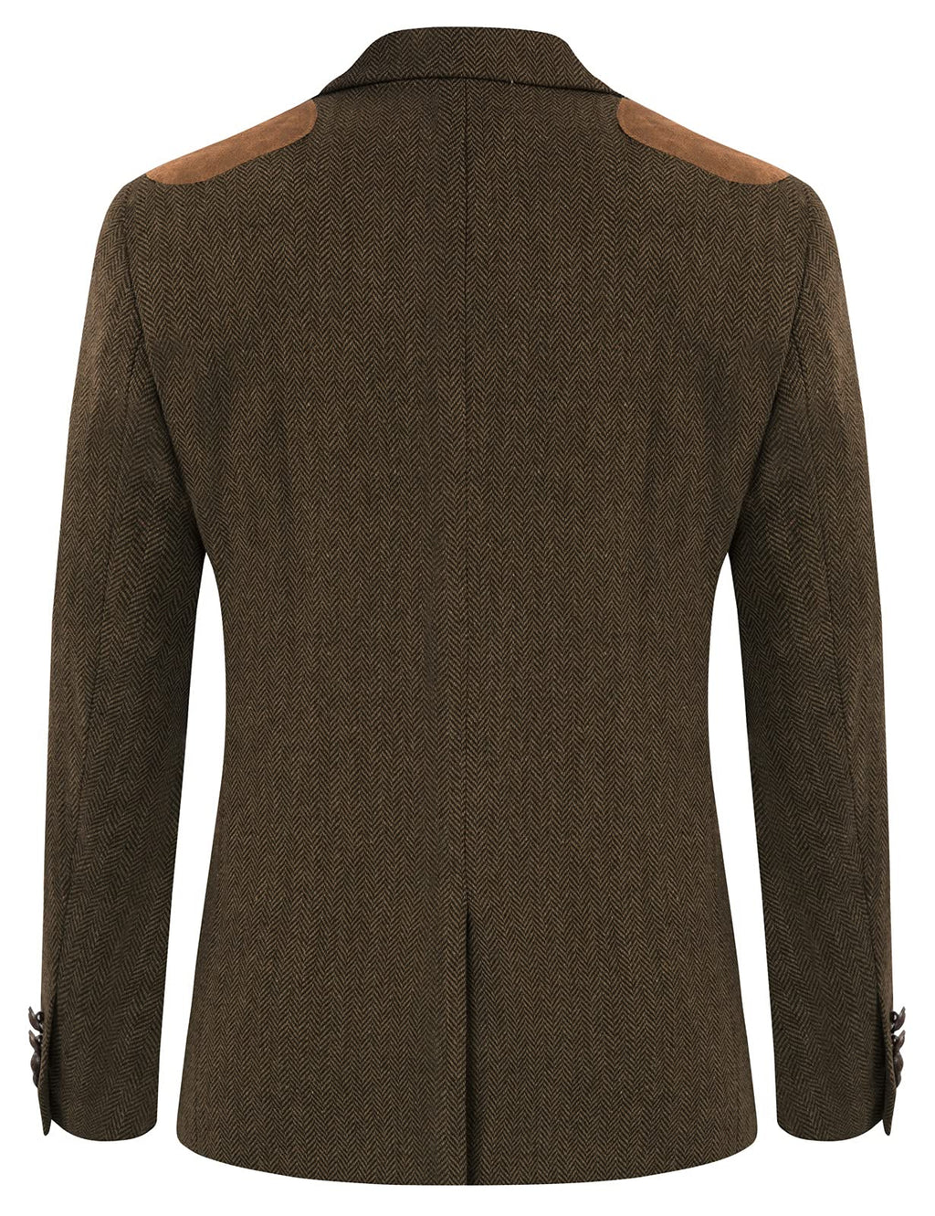 Men's Formal Tweed Herringbone Blazer 2 Button Wool Blend Sport Coat Brown L