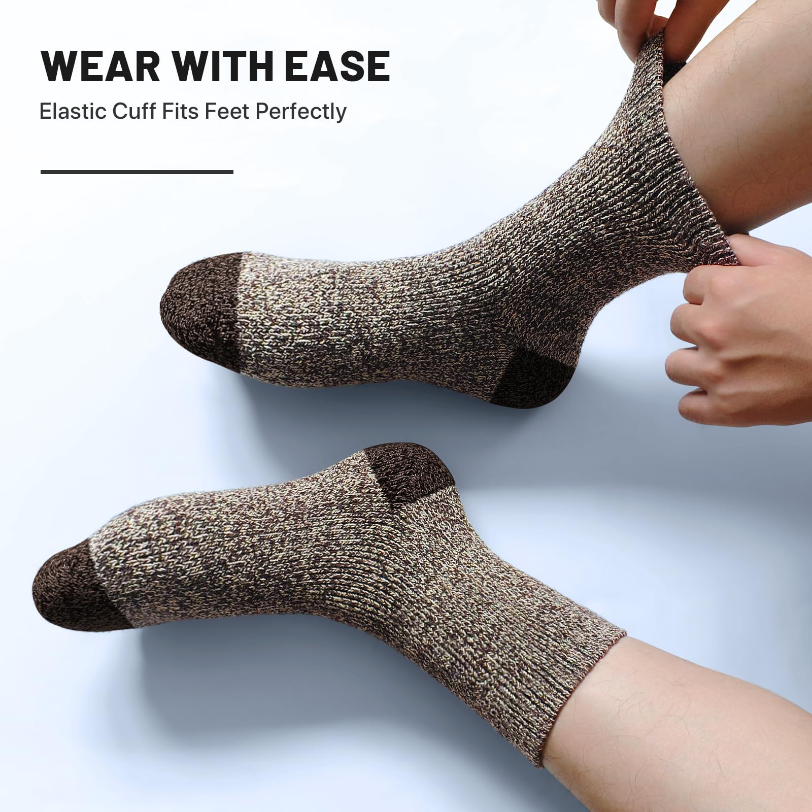 SIMIYA 5 Pairs Merino Wool Socks for Men, Super Thick Hiking Thermal Socks for Cold Weather