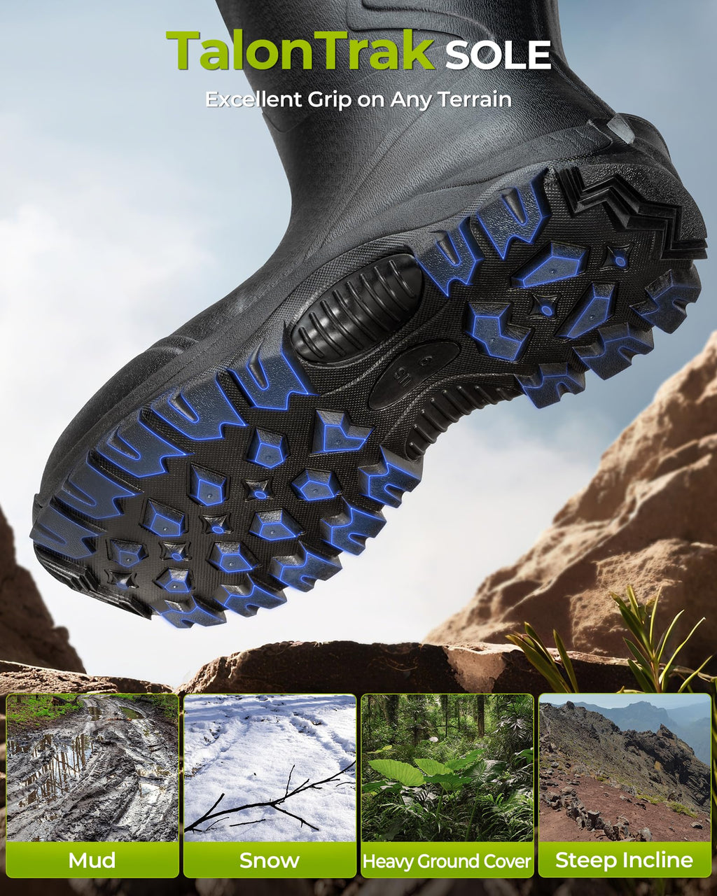 Extremus MudRidge Hunting Boots by KastKing, Men’s Waterproof Insulated Rubber Boots with 6mm Neoprene, All-terrain Anti-slip Sole, Warm Cold Weather Hunting, Fishing, Hiking & Farm Boots