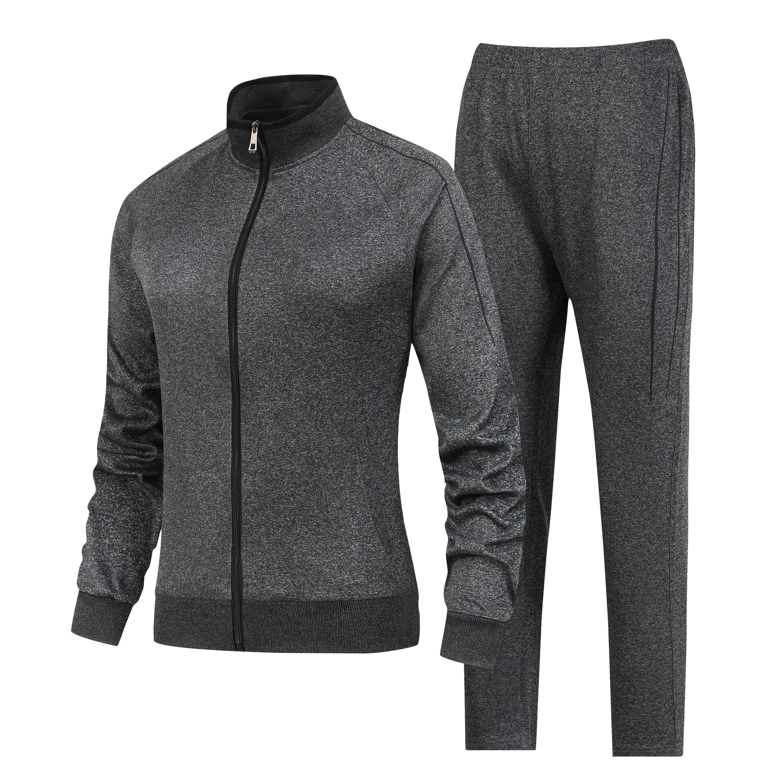 EXSDOWEE Women's 2 Pieces Athletic Tracksuit Full-Zip Workout Sweatsuit with Active Jackets and Pants