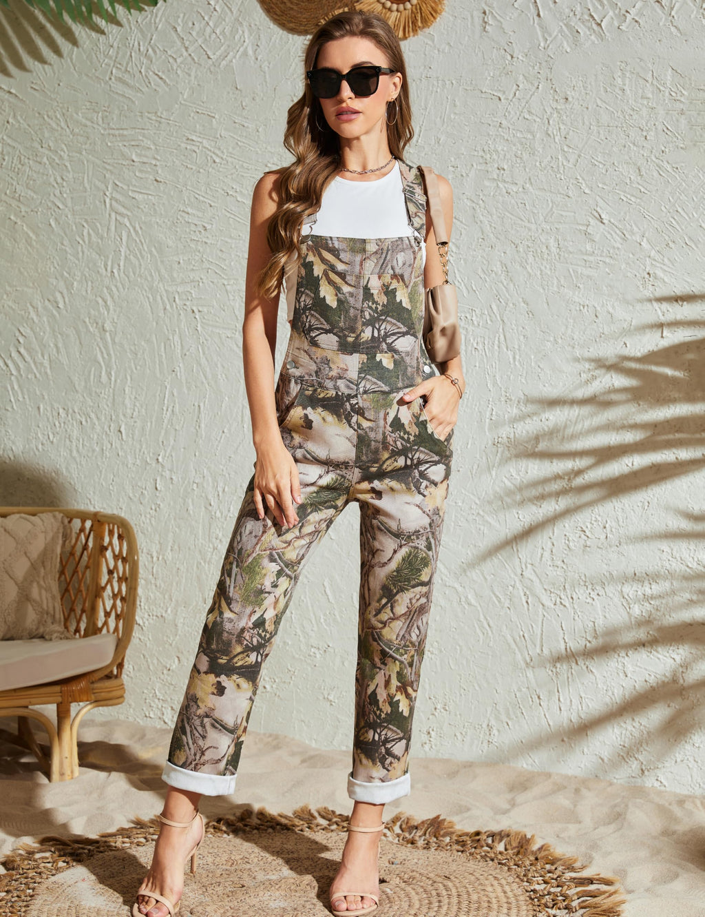 Yuanbang Camo Jumpsuit for Women Camouflage Bibs Overalls Work Utility Coveralls with Pockets(Camouflage,L)