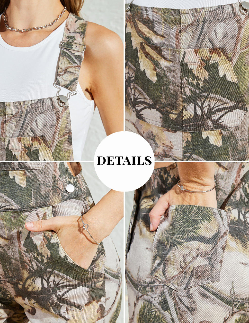 Yuanbang Camo Jumpsuit for Women Camouflage Bibs Overalls Work Utility Coveralls with Pockets(Camouflage,L)